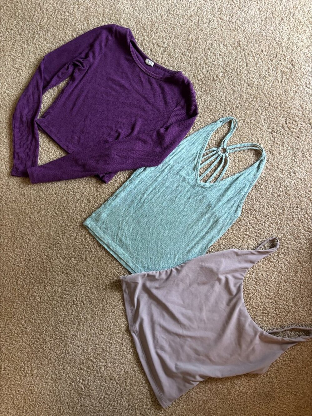 Size small tank/tee bundle - Garage crop, AE strappy tank, lavender active cami